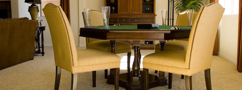 Elegant Poker Dining Room Table with Yellow Chairs