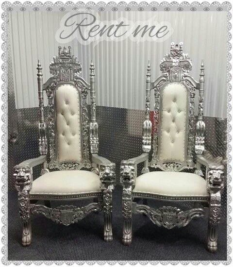 Elegant Silver King and Queen Wedding Chairs