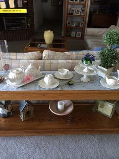 Elegant Teaware Display in Cozy Living Room