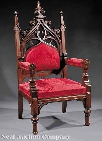Elegant Victorian Gothic Revival Armchair Design