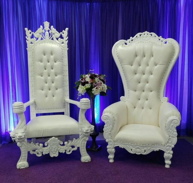Elegant White Throne Chair King and Queen Rentals