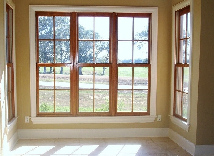 Elegant Wooden Lattice Windows in Sunny Room