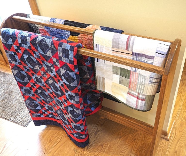 Elegant Wooden Quilt Rack Display Ideas