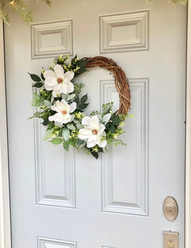 Elegant Year-Round Magnolia Wreath for Front Door
