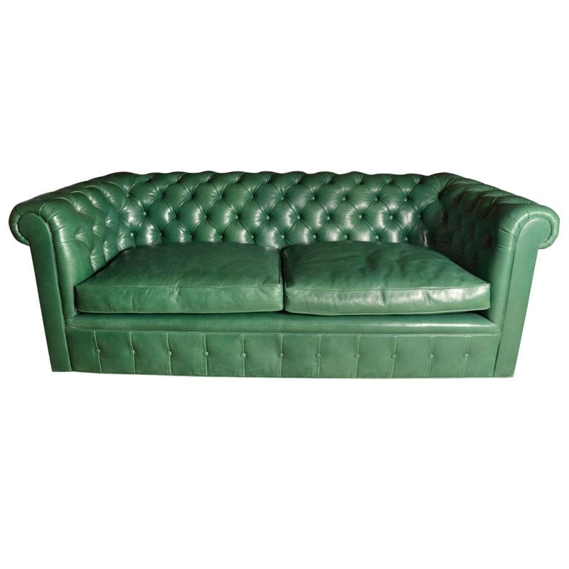 Emerald Green Midcentury Chesterfield Sofa from England | Green leather ...