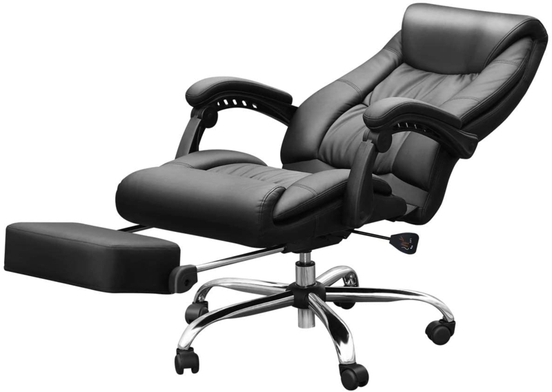 Ergonomic Black Office Chair with Footrest for Napping
