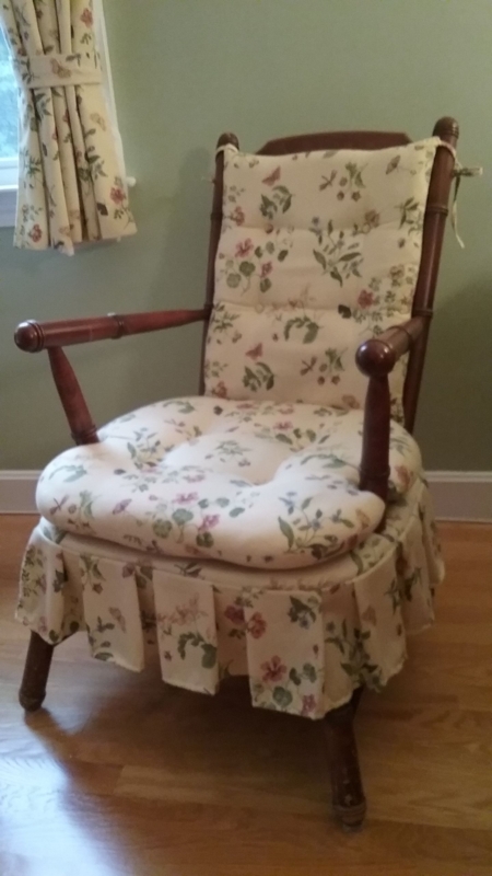 Floral Cushioned Vintage Rocking Chair Interior