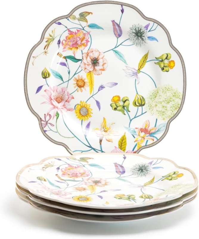 Floral Patterned Porcelain Dinner Plates Set