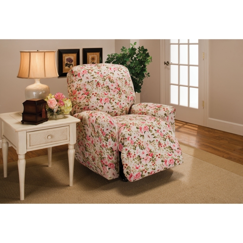 Floral Recliner Cover Enhancing Cozy Living Room