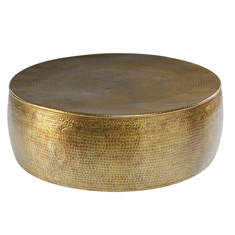 Gold Hammered Aluminum Round Coffee Table