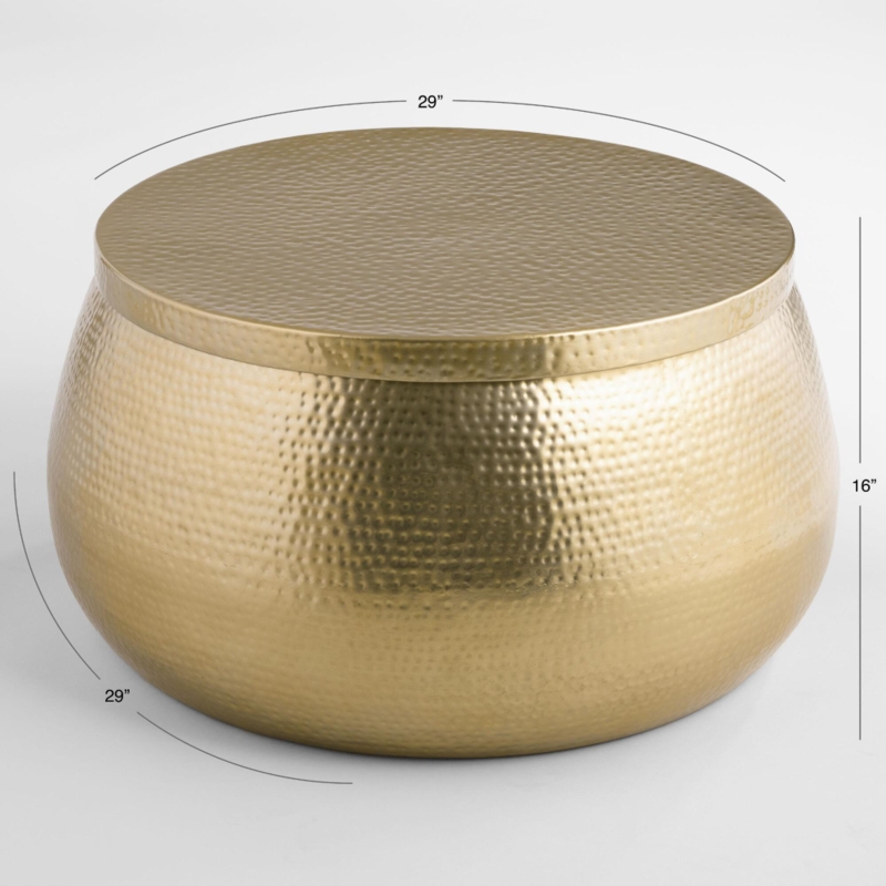 Gold Hammered Metal Round Coffee Table