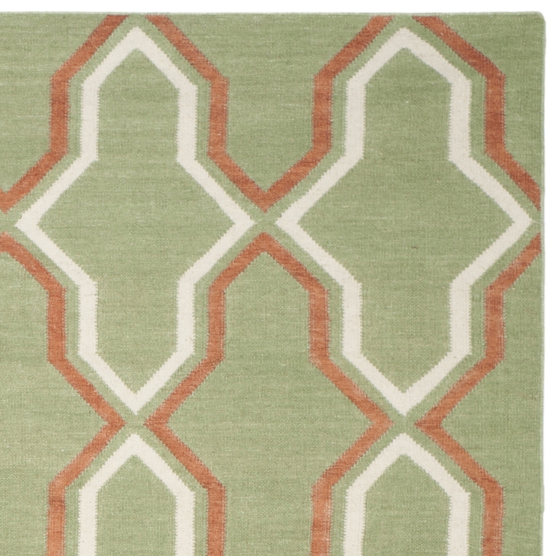 Green and Orange Geometric Contemporary Area Rug