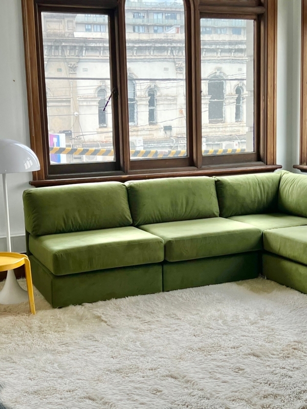 Green Modular Playpen Sofa in Cozy Living Room