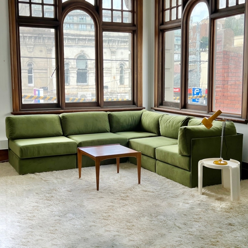 Green Playpen Sectional Sofa in Bright Living Room