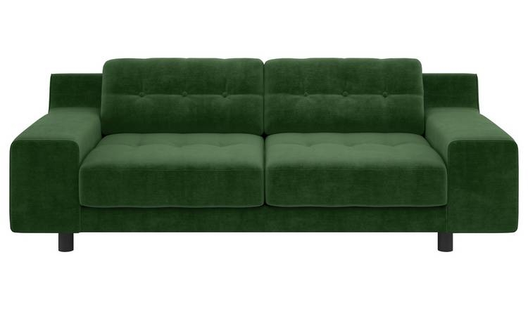 Habitat Hendricks Moss Green Velvet 3-Seater Sofa