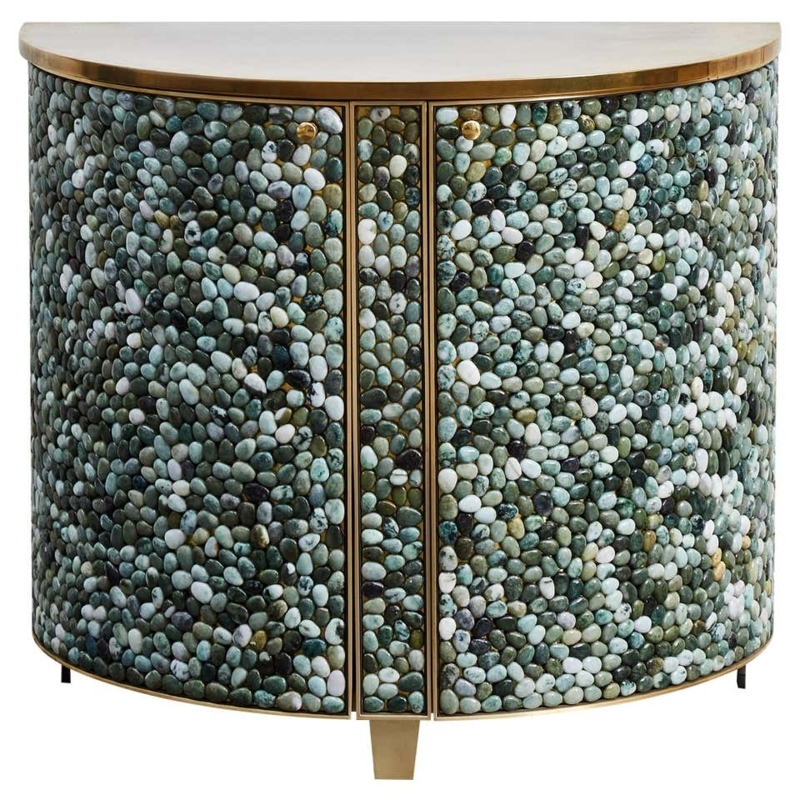 Half Moon Pebble Mosaic Accent Cabinet