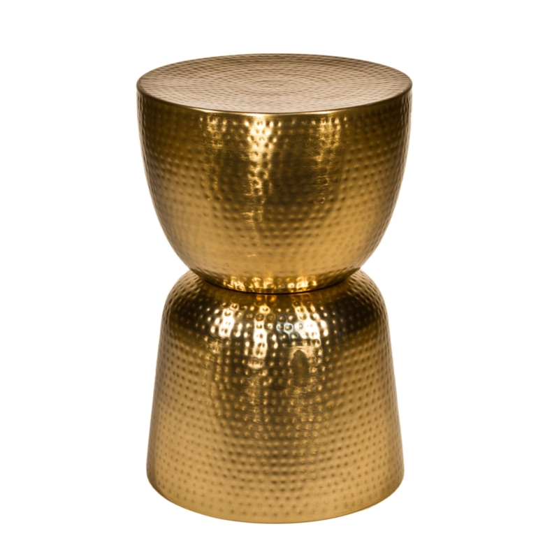 Hammered Gold Metal Drum Table Base