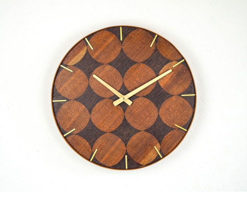 Handcrafted Mid Century Modern Wooden Wall Clock