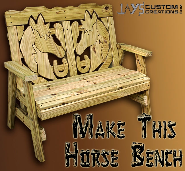 Handcrafted Wooden Horse-Themed Garden Bench