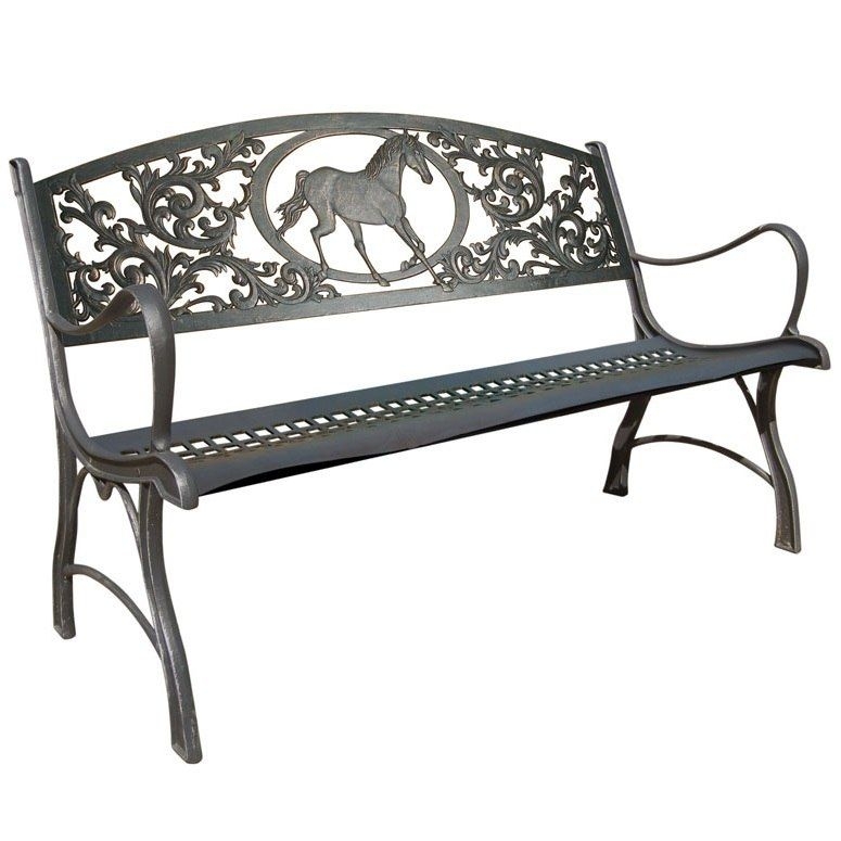 Horse Cast Iron Garden Bench | Cast iron garden bench, Equestrian decor ...