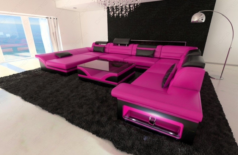 Hot Pink Leather Sofa
