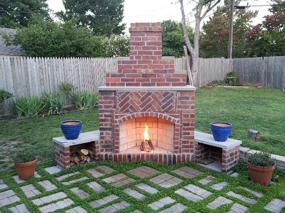how design your brick outdoord fireplace | Brick Outdoor Corner ...