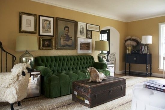 hunter green sofa - Google Search | Green sofa living room, Green ...