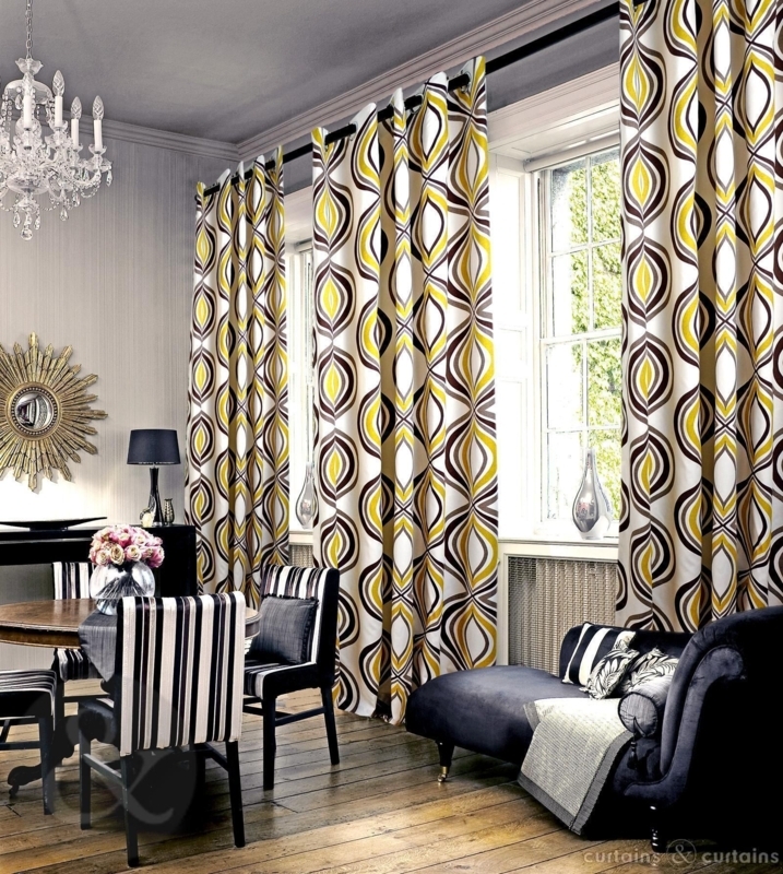 Imperial Mustard Yellow Patterned Luxury Lined Curtains
