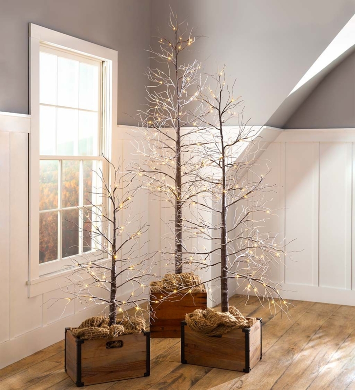 Indoor Outdoor Snowy Lighted Decorative Trees