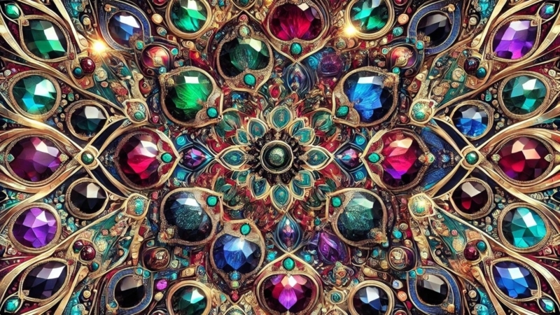 Intricate Jewel-Toned Kaleidoscope Wall Art