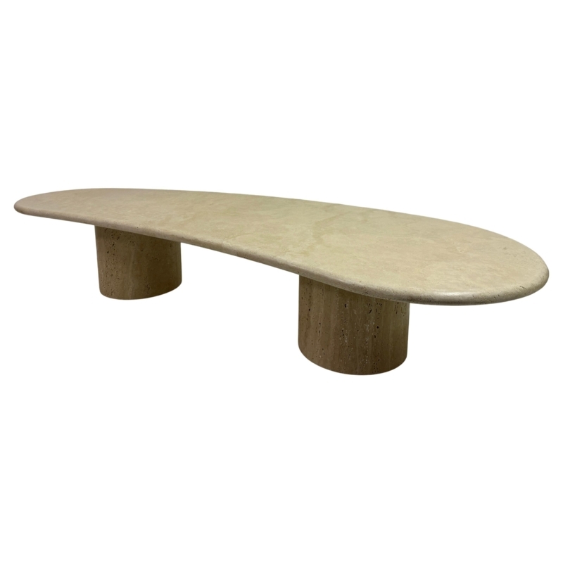 Italian Organic Shaped Travertine Coffee Table