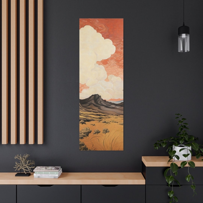 Japanese Style Vertical Mountain Landscape Wall Art