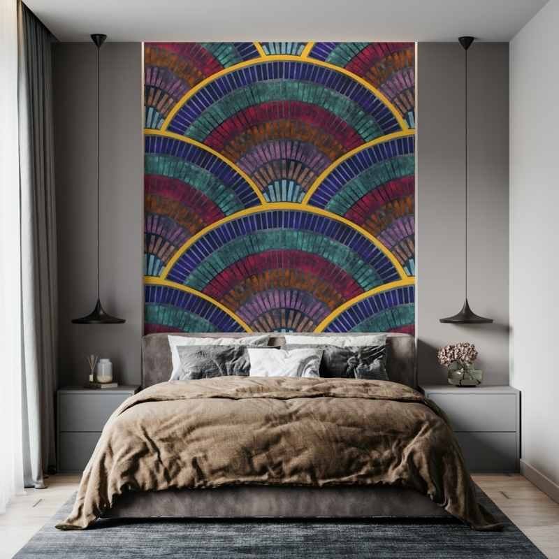 Jewel Tone Geometric Wallpaper for Bedroom Accent Wall
