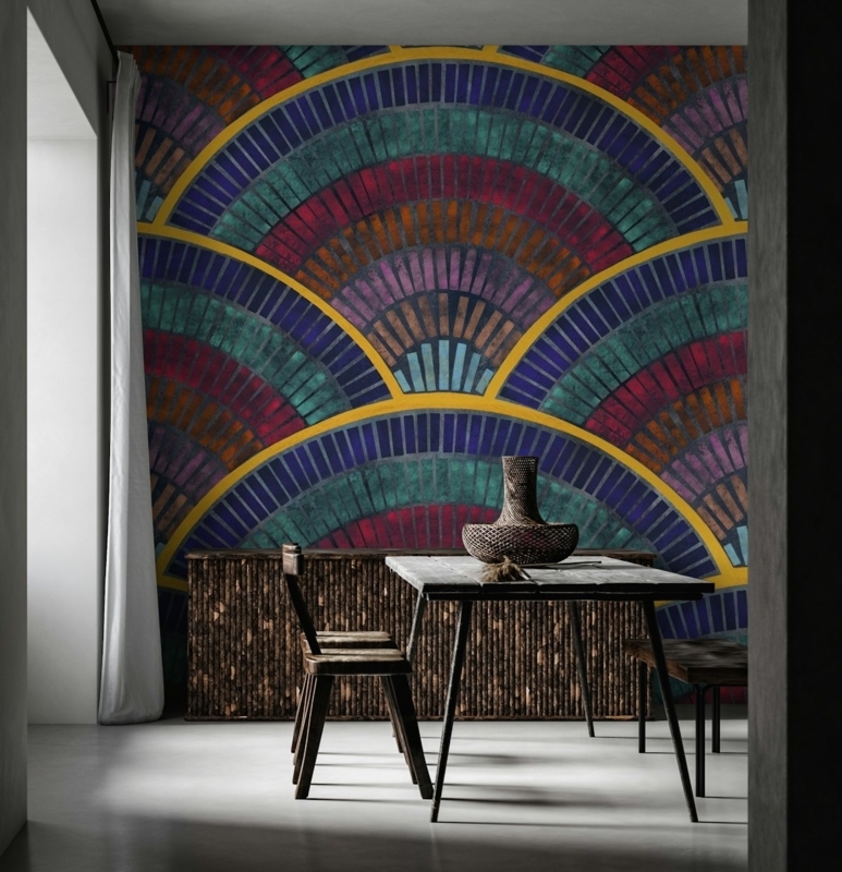 Jewel Tone Geometric Wallpaper for Modern Interiors