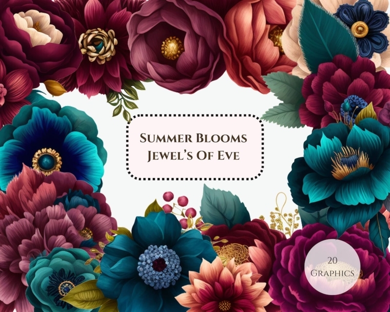 Jewel Tone Watercolor Floral Clipart Collection