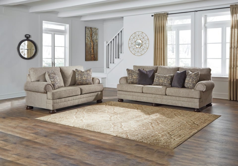 Kananwood Oatmeal Sofa Set with Coordinated Decor