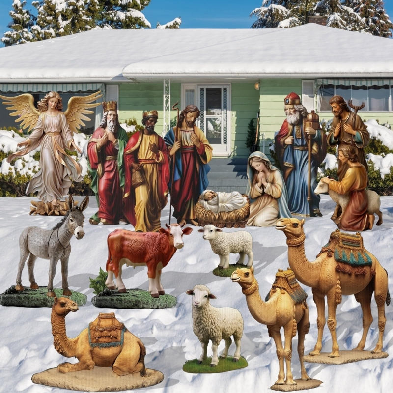 : Kigley 15 Pcs Christmas Outdoor Nativity Set Large Outdoor ...