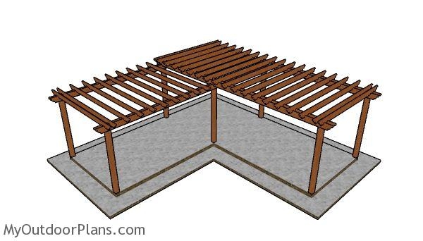 L-Shaped Wooden Pergola Design Plans