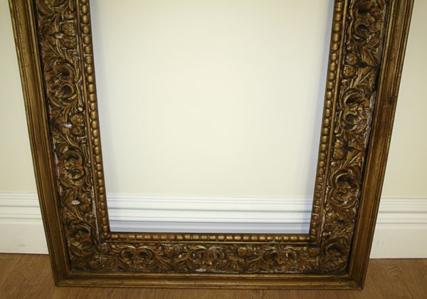 Large Antique Ornate Carved Gilt Wood Mirror Frame