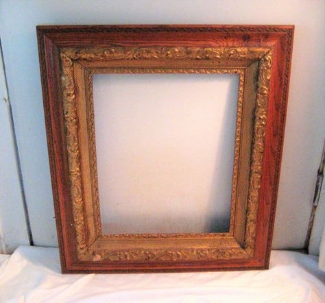 Large Antique Ornate Dark Wood Picture Frame