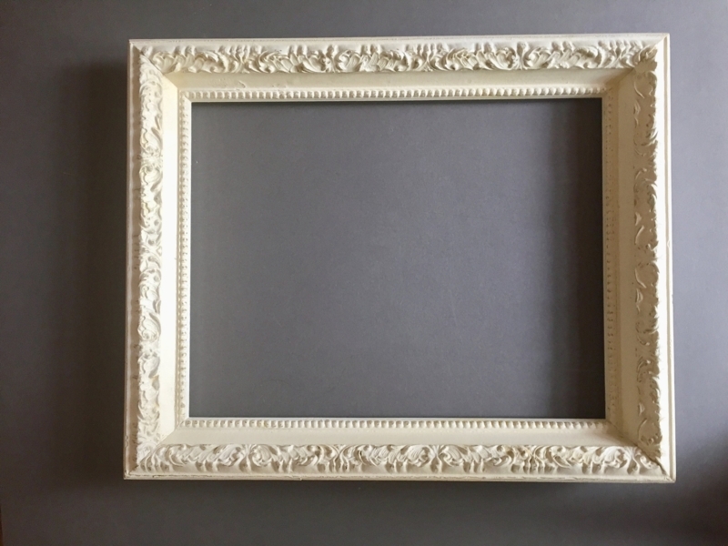 Large Antique White Ornate Picture Frame