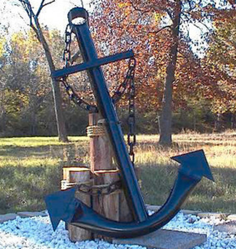 Large Black Metal Ship Anchor Nautical Garden Decor