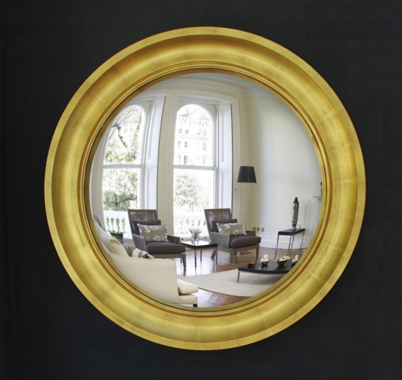 Large Gold Framed Fish Eye Convex Mirror