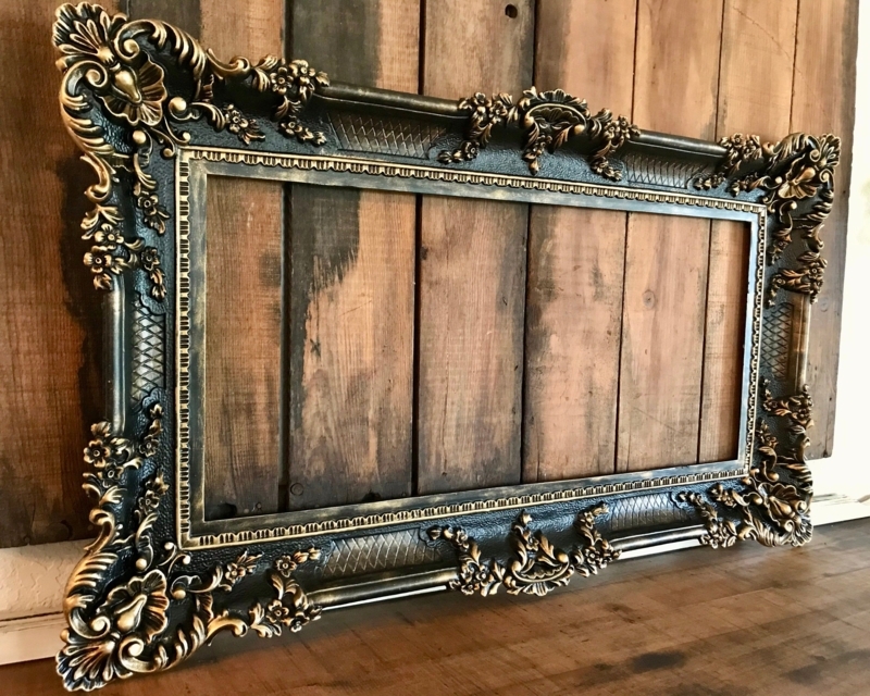 Large Ornate Black and Gold Vintage Wall Frame