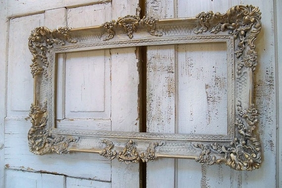 Large vintage frame hand painted ornate French farmhouse
