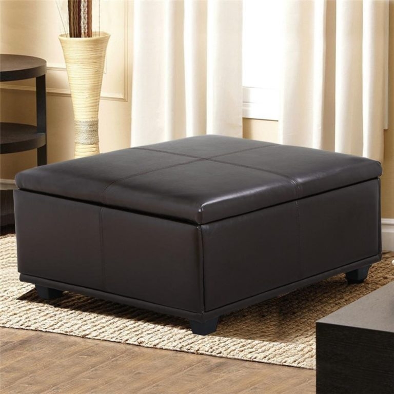 Leather Ottoman Coffee Table with Storage