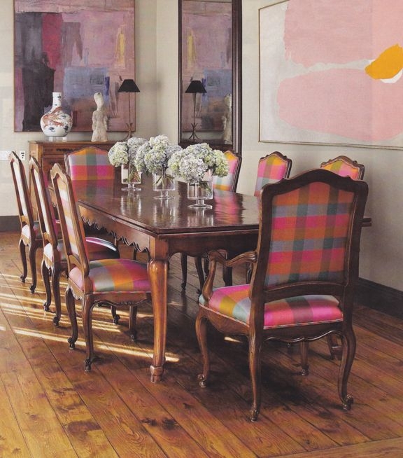 love plaid! | Dining room spaces, Dining inspiration, Large upholstered ...