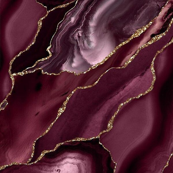 Luxurious Burgundy Marble Wallpaper with Gold Veins