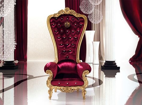 Luxurious Red Velvet King Throne Chair Design