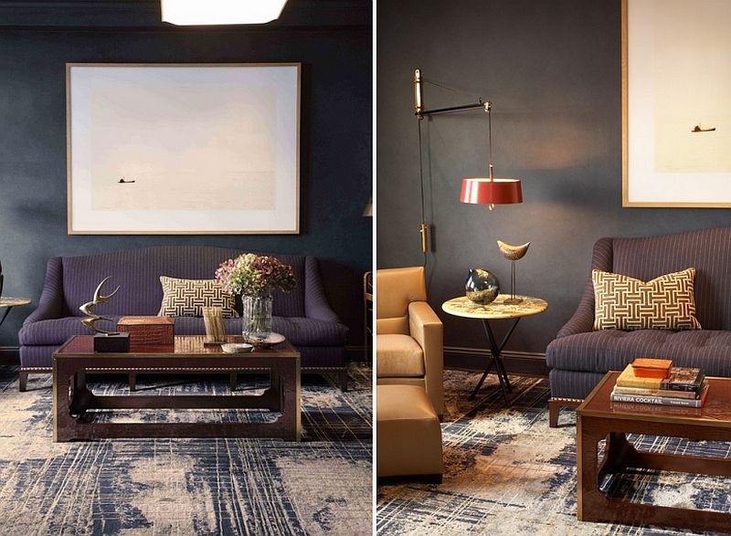 Masculine Living Room with Custom Abstract Rug